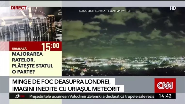 Minge de foc deasupra Londrei. Imagini inedite cu uriasul meteorit